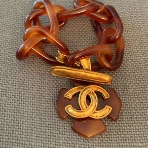 CHANEL RARE VINTAGE Resin Gold Tone Bracelet SOLD